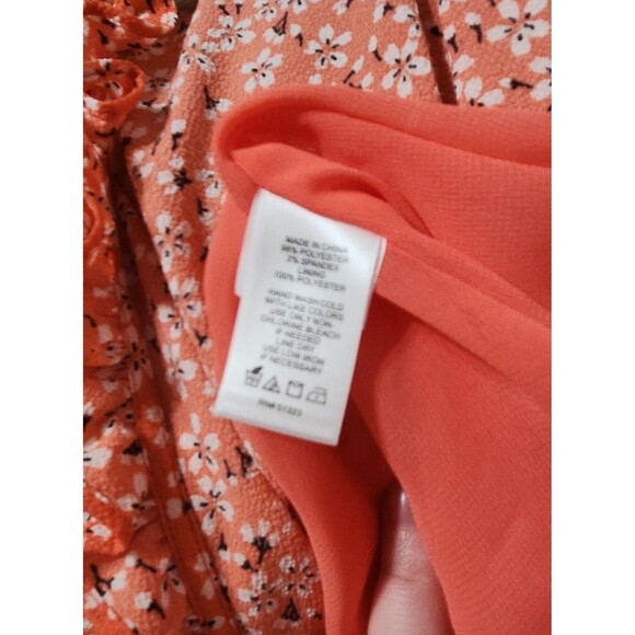 CeCe Wrap Dress Womens Extra Small XS Tie Floral Spring Ruffle Bay Coral - Picture 10 of 10